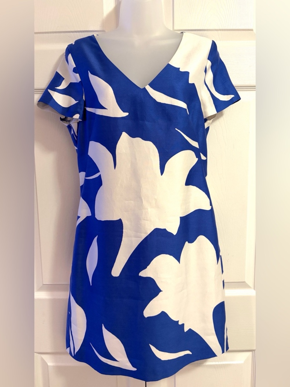 Anna Cate Collection Dress Sheath Dress Short Sleeves Blue Silk Cotton Bland S